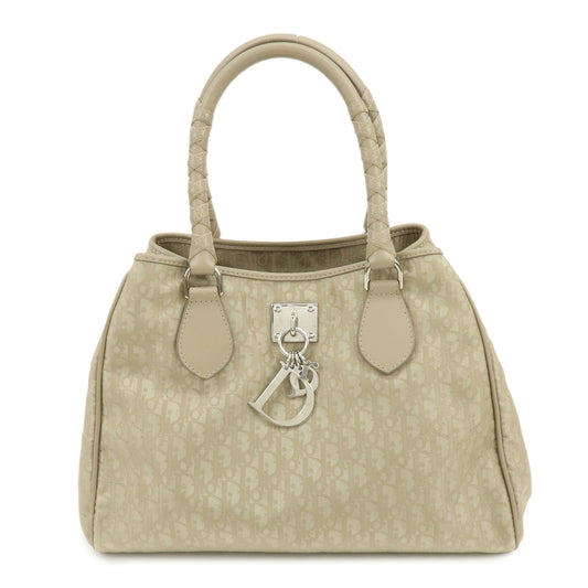 Dior Tote Bag Christian Romantic Trotter PVC Hand Leather Beige