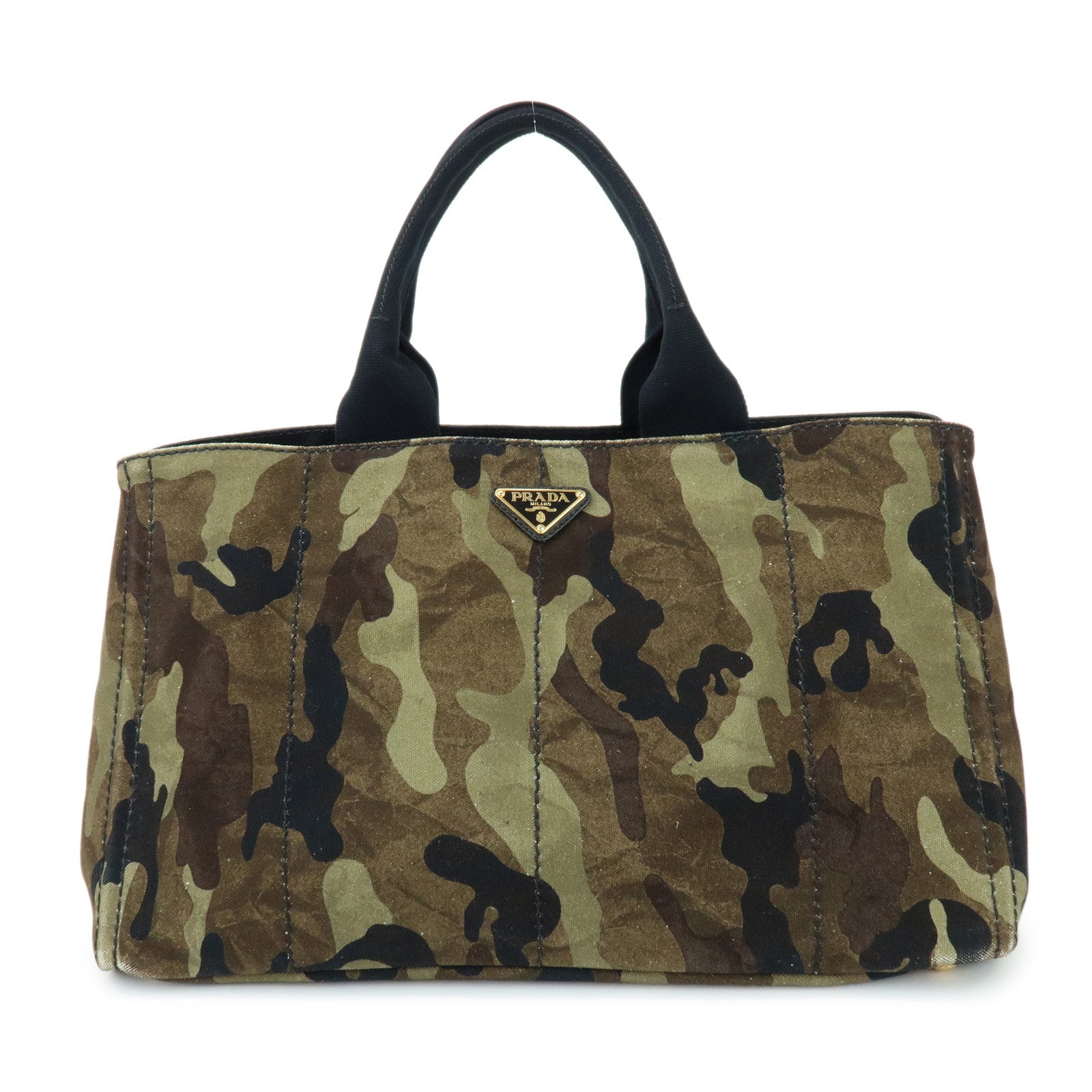 Tote Bag Triangle Canapa Hand Bag Khaki Brown Logo