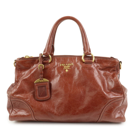 Shoulder Bag 2Way Hand Bag Leather Brown Logo
