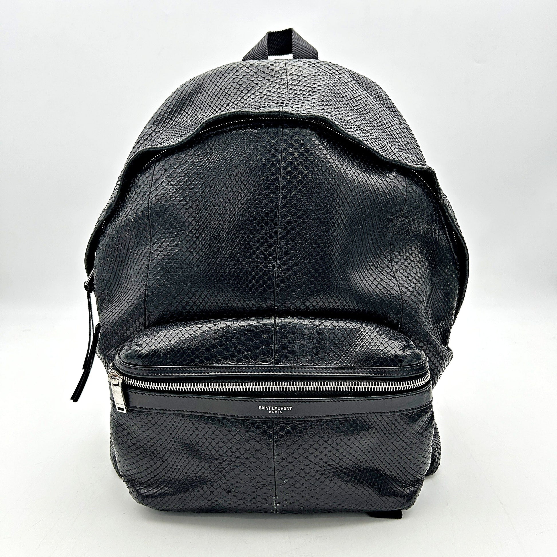 YSL Saint Laurent Backpack City Leather Python Black