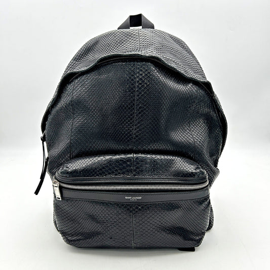 YSL Saint Laurent Backpack City Leather Python Black