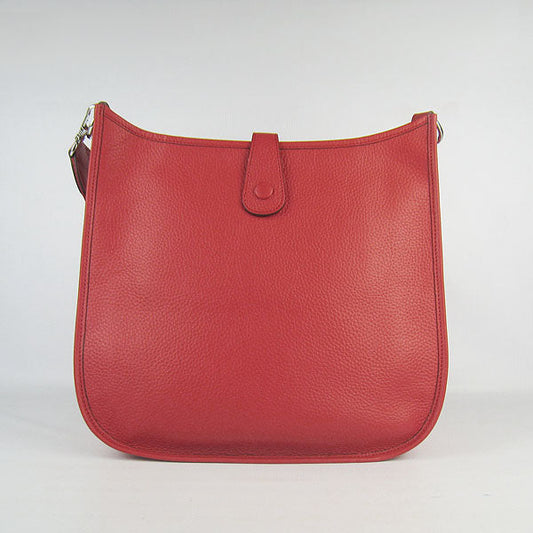 Hermes Luxury Evelyne I Handbag Red Silver Travel Bag