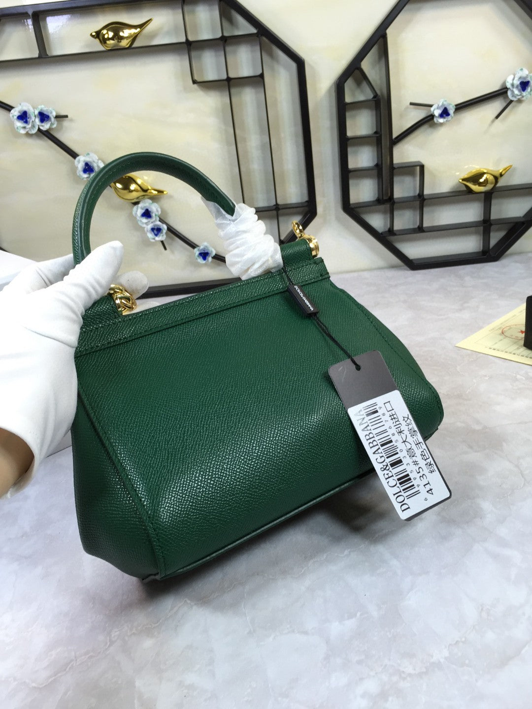 Top Quality Sicily Handbag In Dauphine For Green Medium Travel Bag