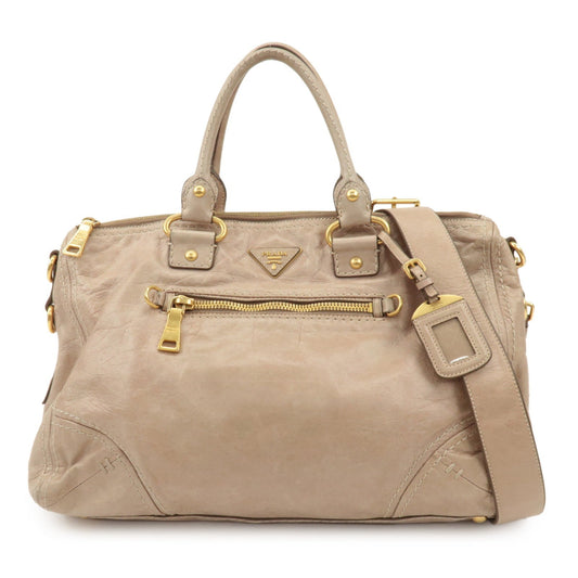 Tote Bag Triangle 2Way Bag Shoulder Bag d Leather Beige Logo