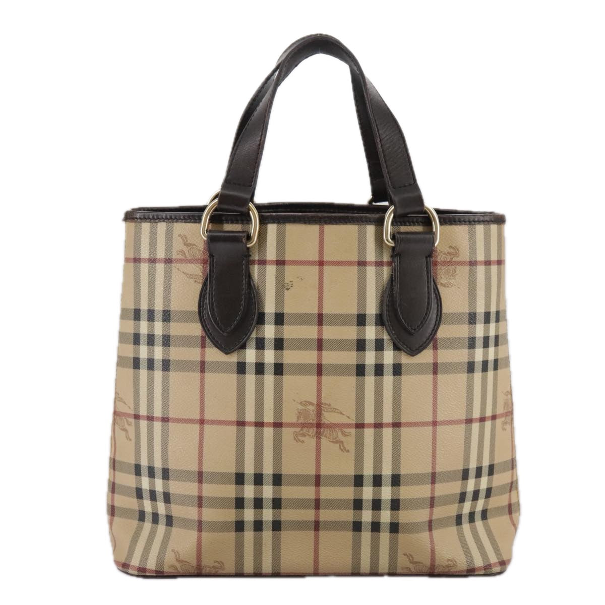 Burberry Haymarket Tote Bag Canvas Beige
