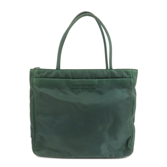 Tote Bag Triangle Leather Nylon Green