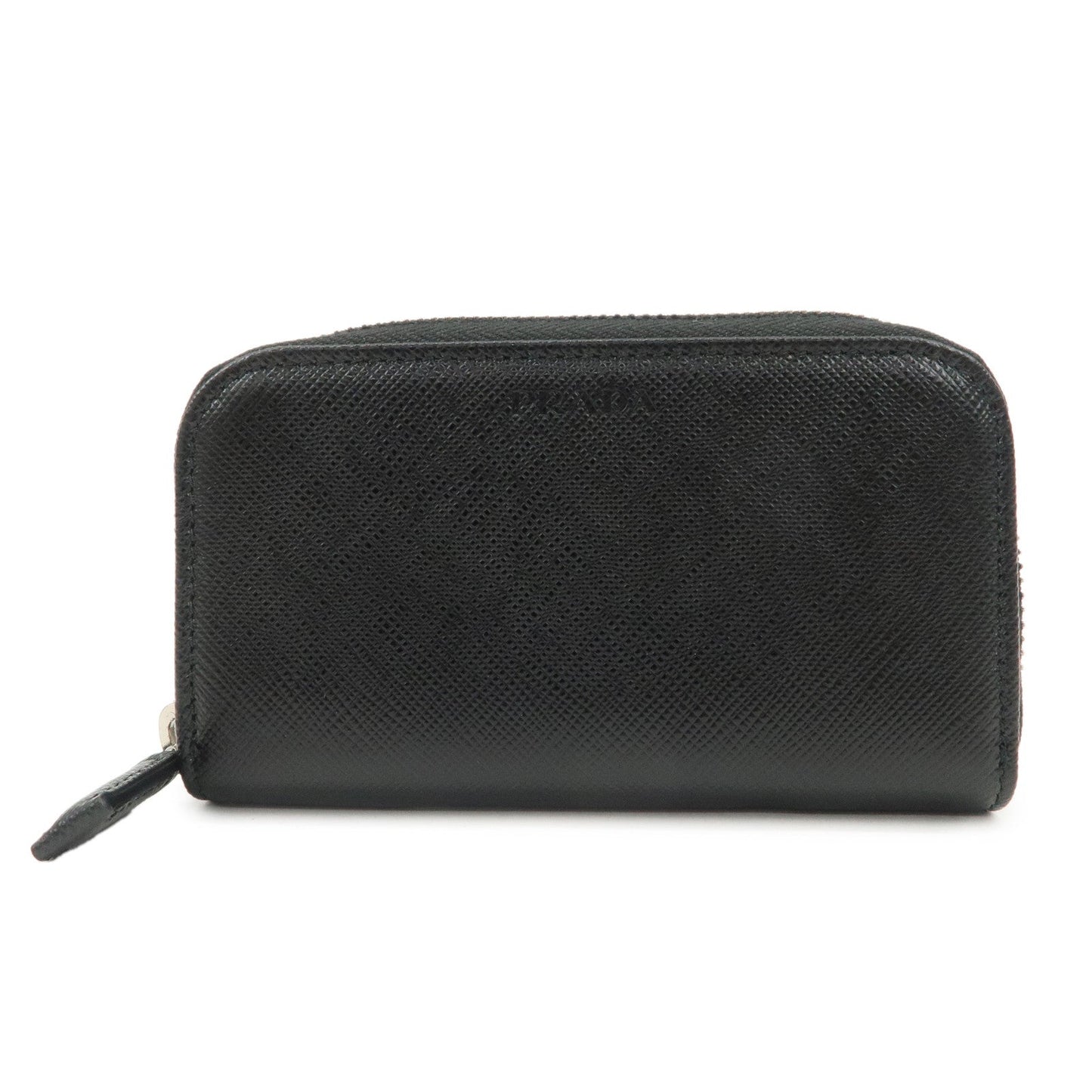 Round Zippy Key Case d Leather Saffiano Black Handbag