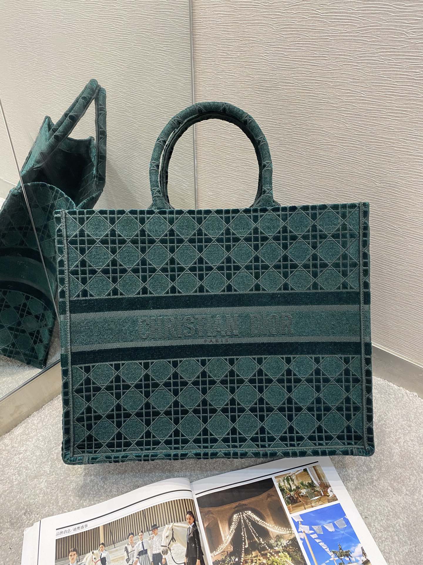 Book Cd Canvas Green Large Book Tote Bag