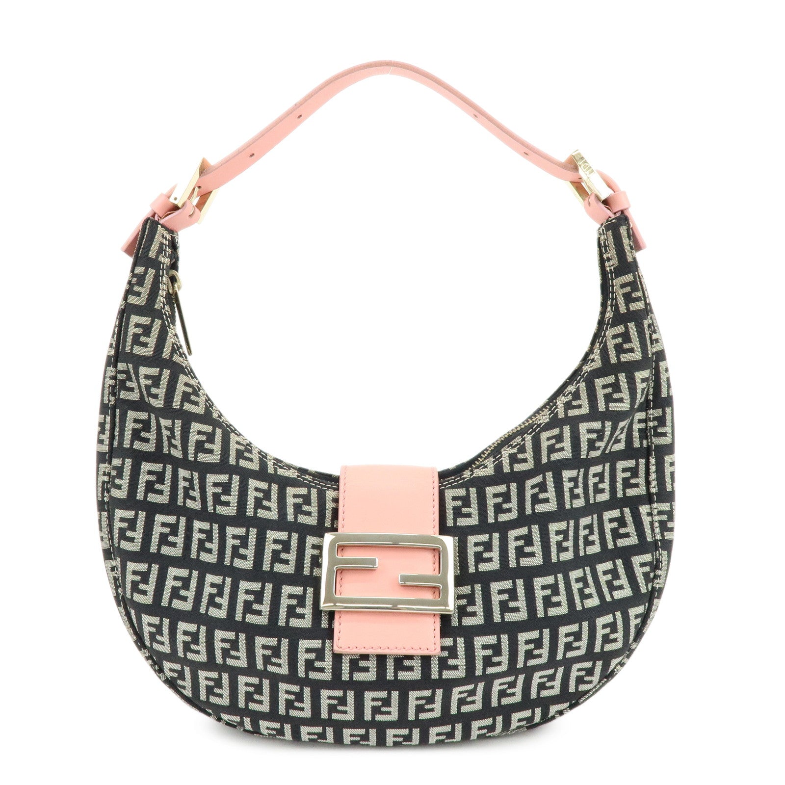 Shoulder Bag Zucchino Leather Canvas Black