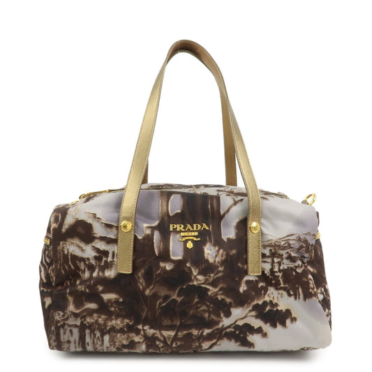 Shoulder Bag Boston Bag Leather Nylon Gold