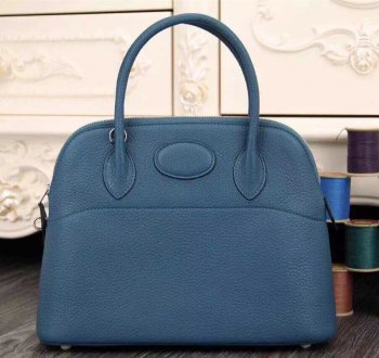 Hermes Luxury Bolide Cm Togo Bag Leather Blue Travel Bag