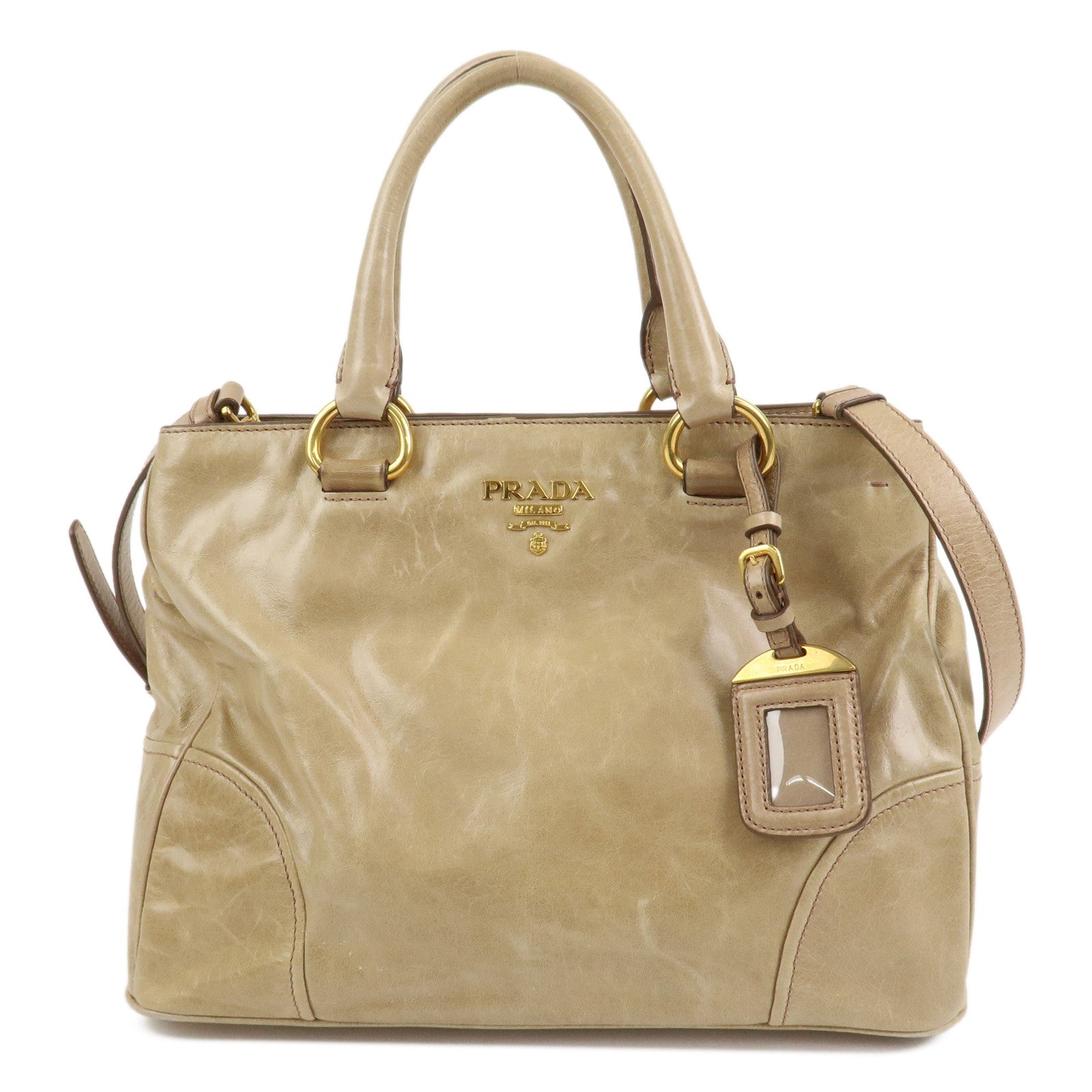 Shoulder Bag 2Way Bag Hand Bag 2 Leather Beige Logo