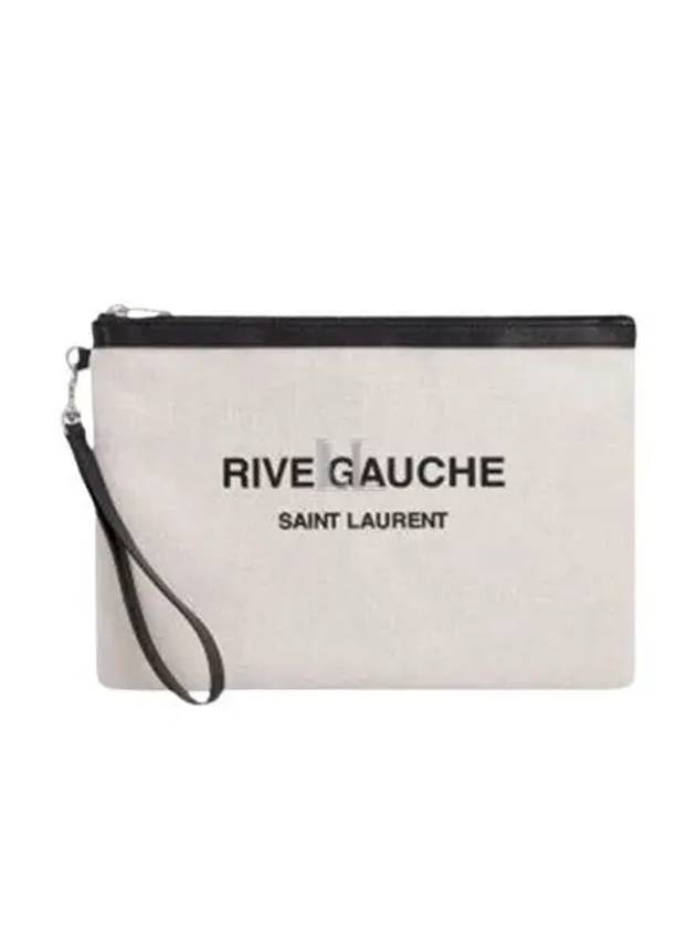 YSL Saint Laurent Saint Laurent Trending Rive Gauche Linen Clutch White Clutch Bag