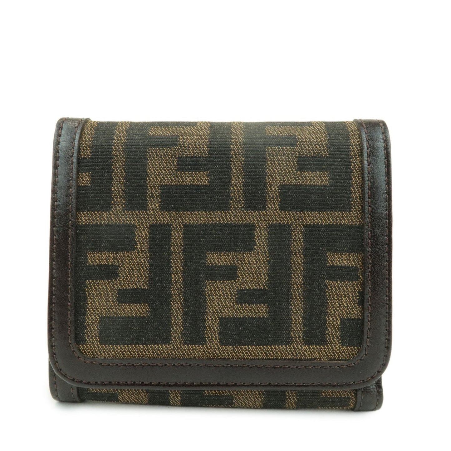 Zucca Tri-fold Wallet d Leather Canvas Black Handbag