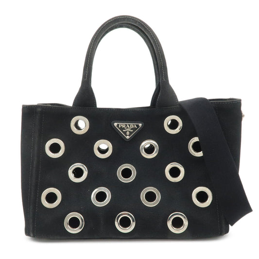 Shoulder Bag Canapa Grommet 2Way Bag Hand Canvas Black Mini