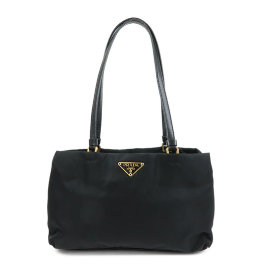Tote Bag Triangle Hand Shoulder Bag Leather Nylon Black