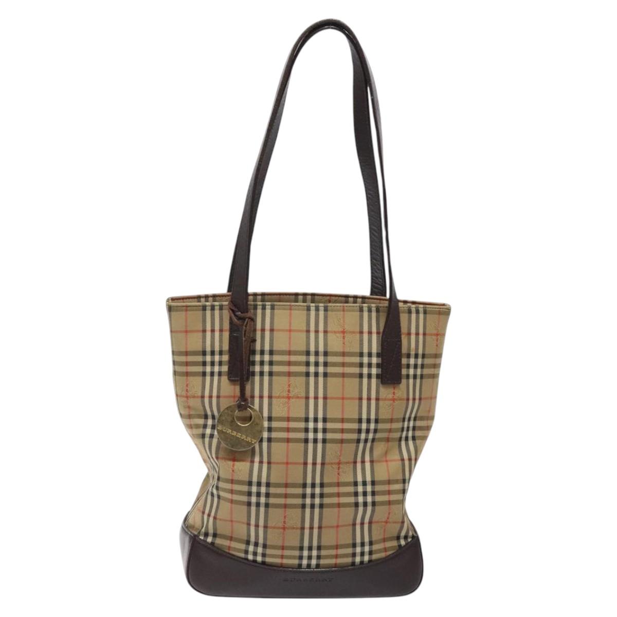 Burberry Nova Check Tote Bag Canvas Beige Tote Bag 42