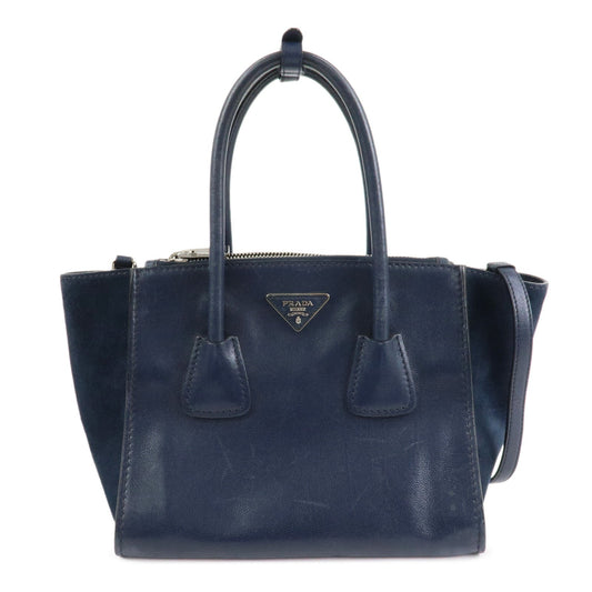 Tote Bag Triangle 2Way Bag Hand Bag Leather Navy Logo