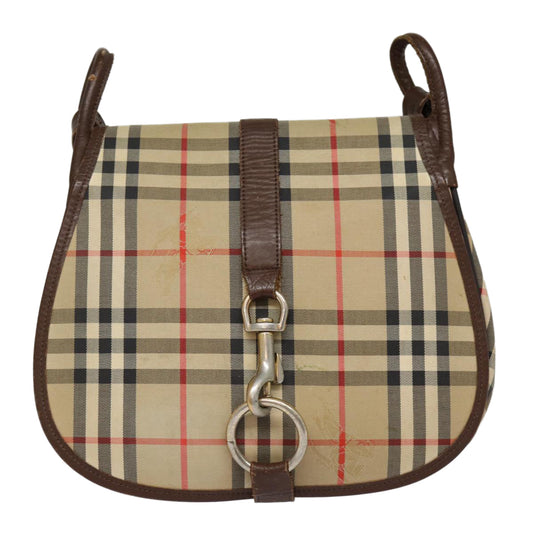Burberry Check Shoulder Bag Canvas Brown