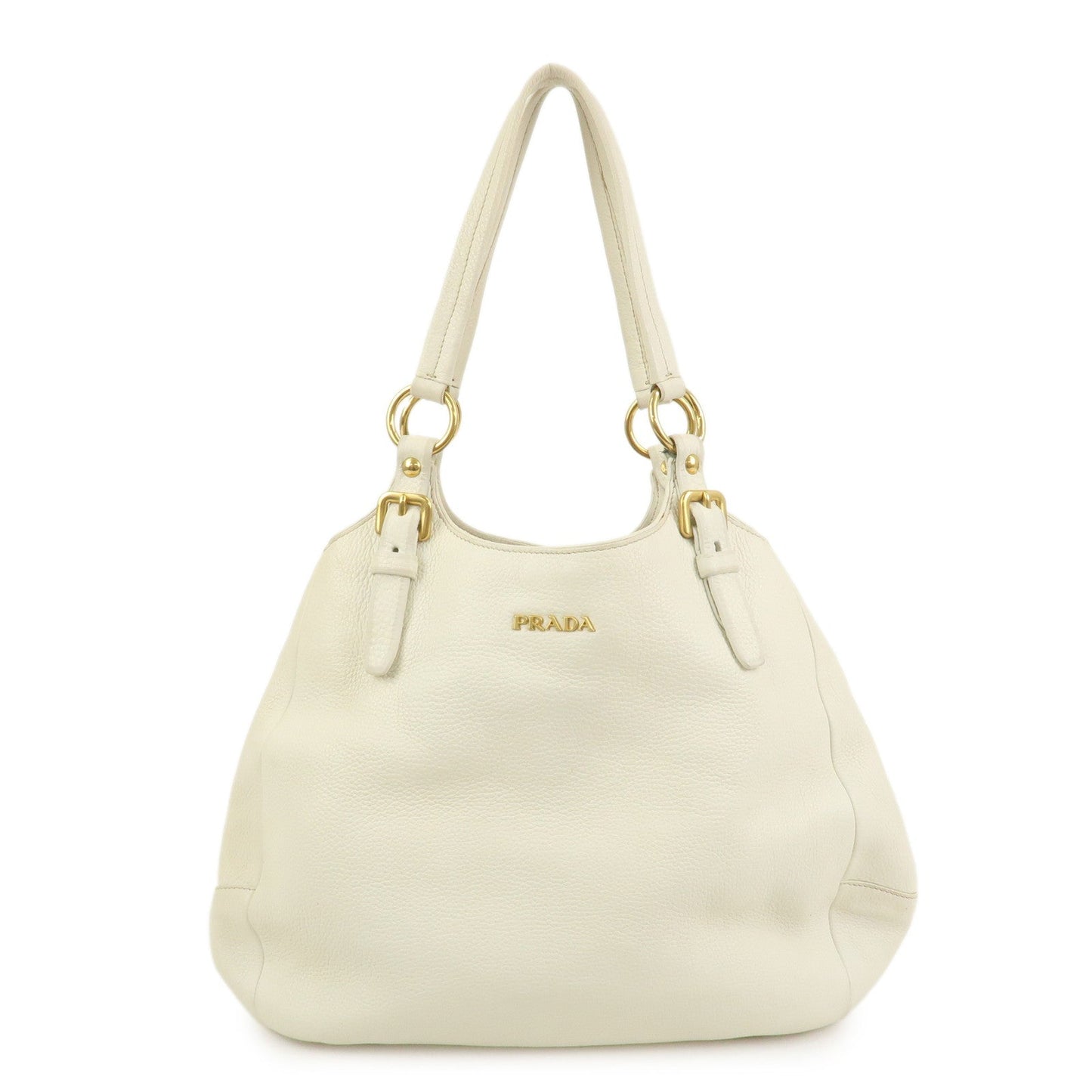 Shoulder Bag Hand Bag Ivory Leather Gold Logo