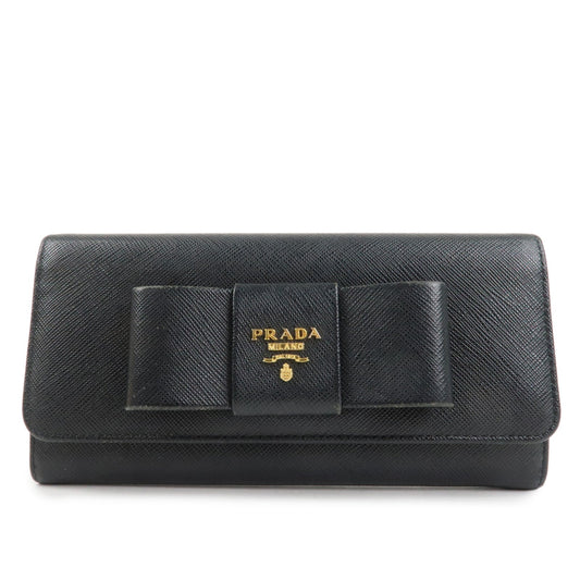 Bi-Fold Long Wallet d Leather Saffiano Black Handbag