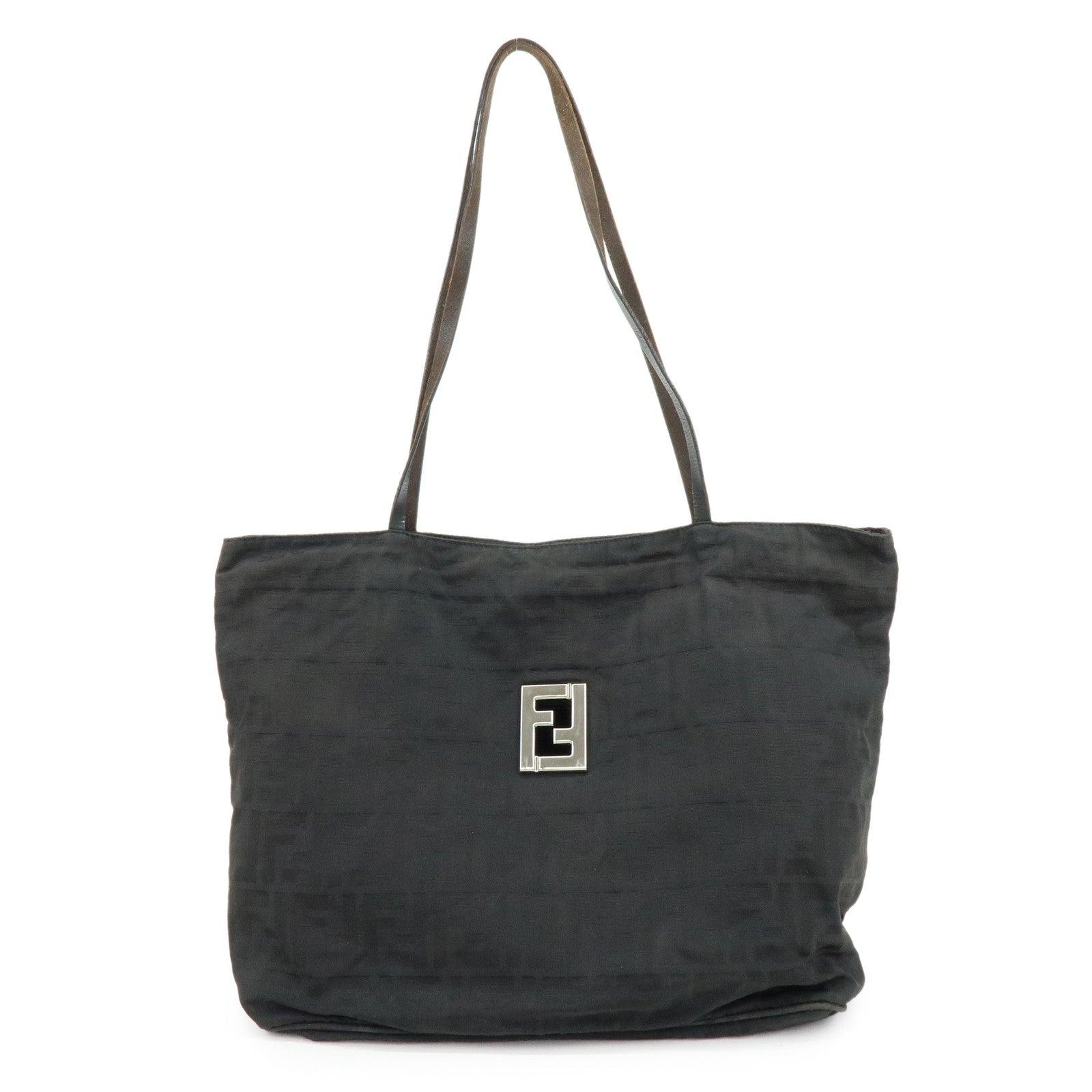 Tote Bag Zucca Shoulder Bag Leather Canvas Black
