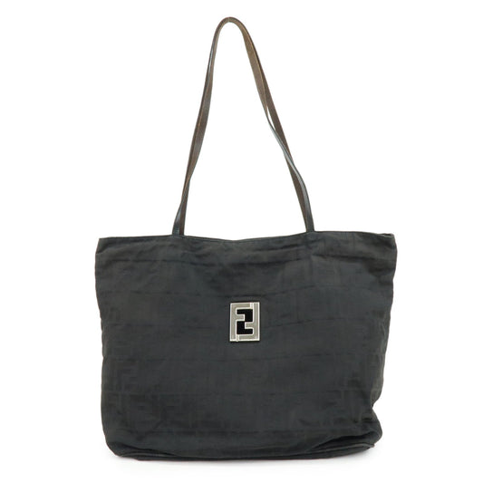Tote Bag Zucca Shoulder Bag Leather Canvas Black