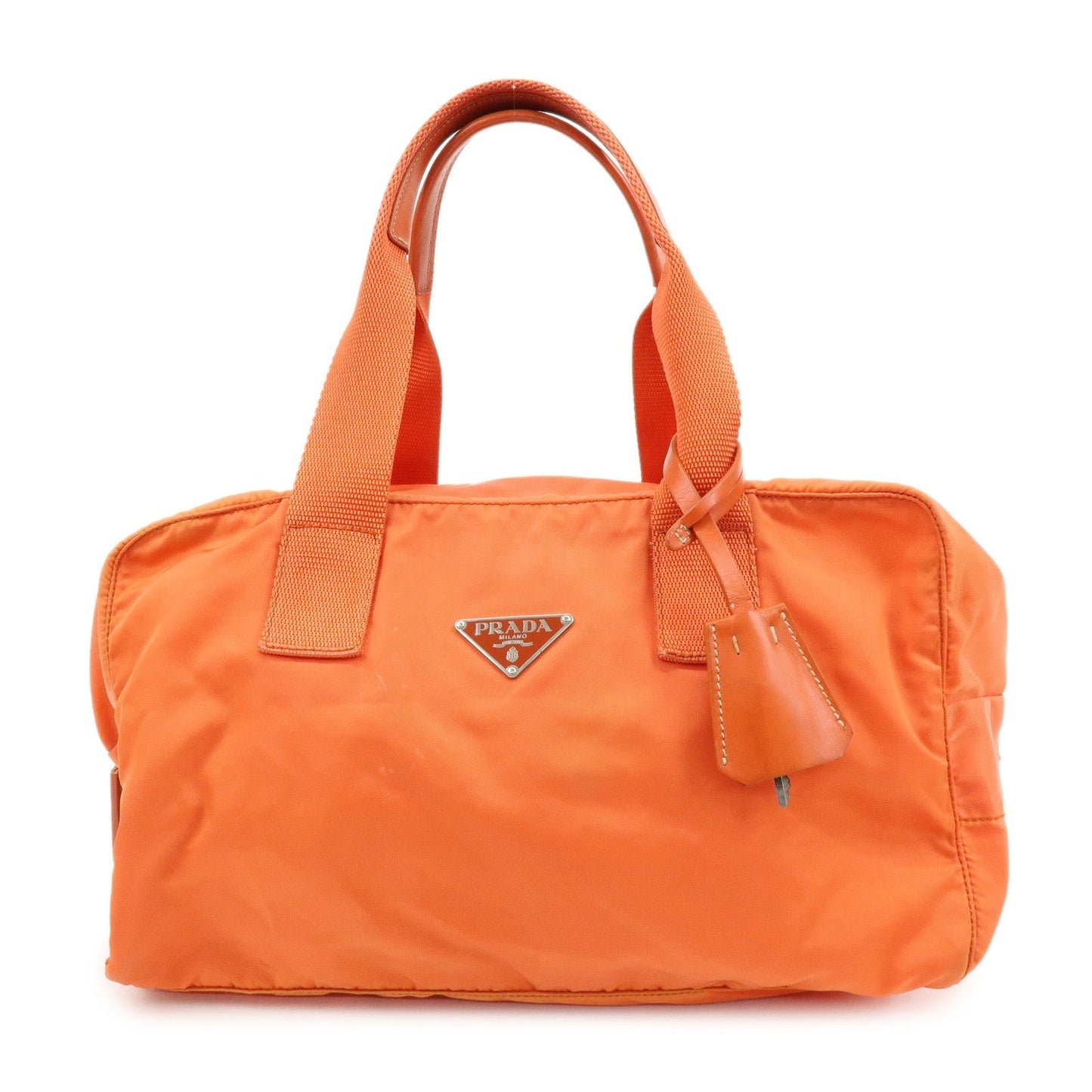 Triangle Boston Bag Hand Bag Nylon Orange Logo Handbag