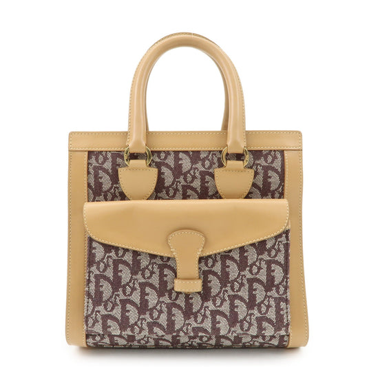 Dior Handbag Christian Trotter Jacquard Hand Bag HDW Leather Brown Gold