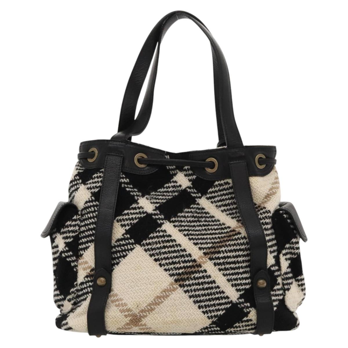 Burberry Nova Check Wool Tote Bag White