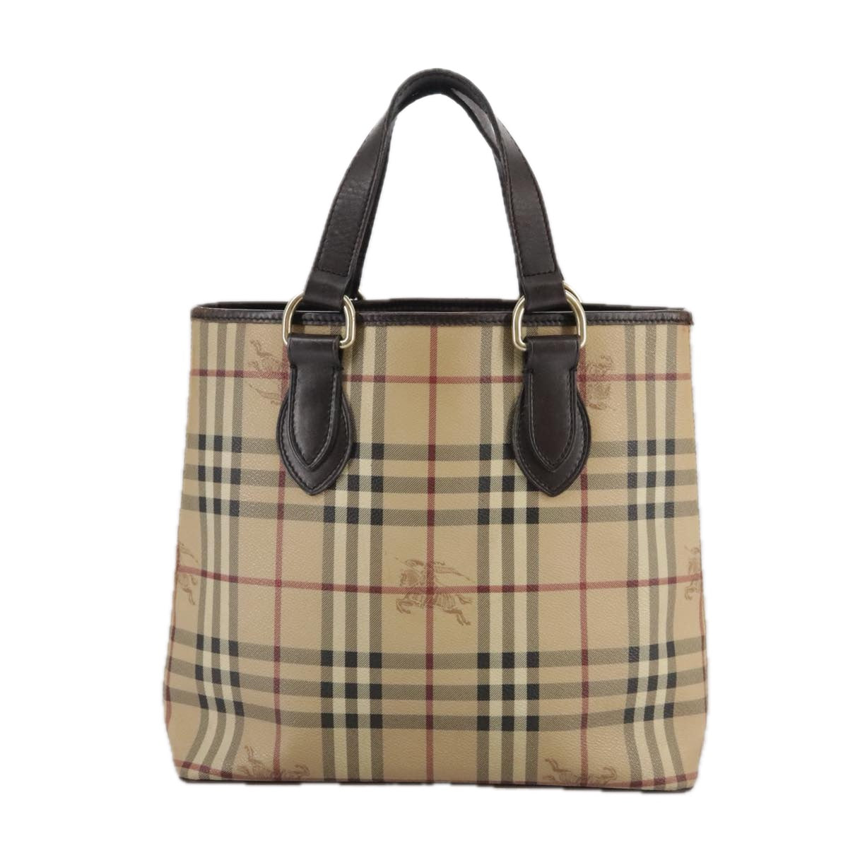 Burberry Haymarket Tote Bag Canvas Beige