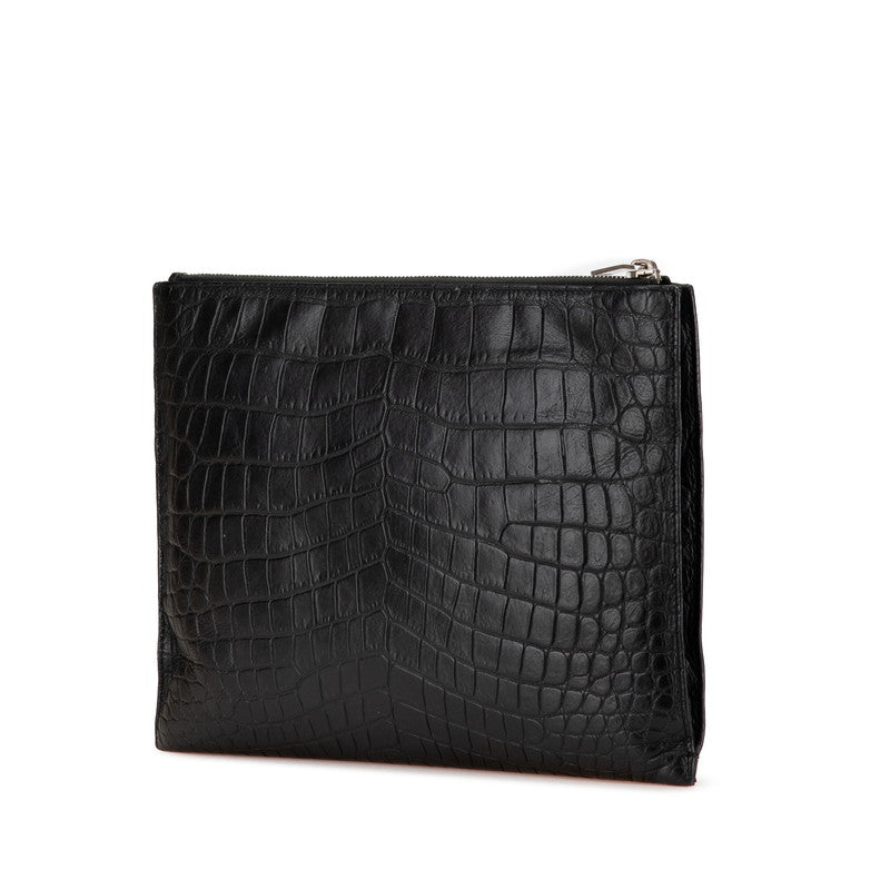 YSL Saint Laurent Crocodile Clutch Bag Leather Embossed