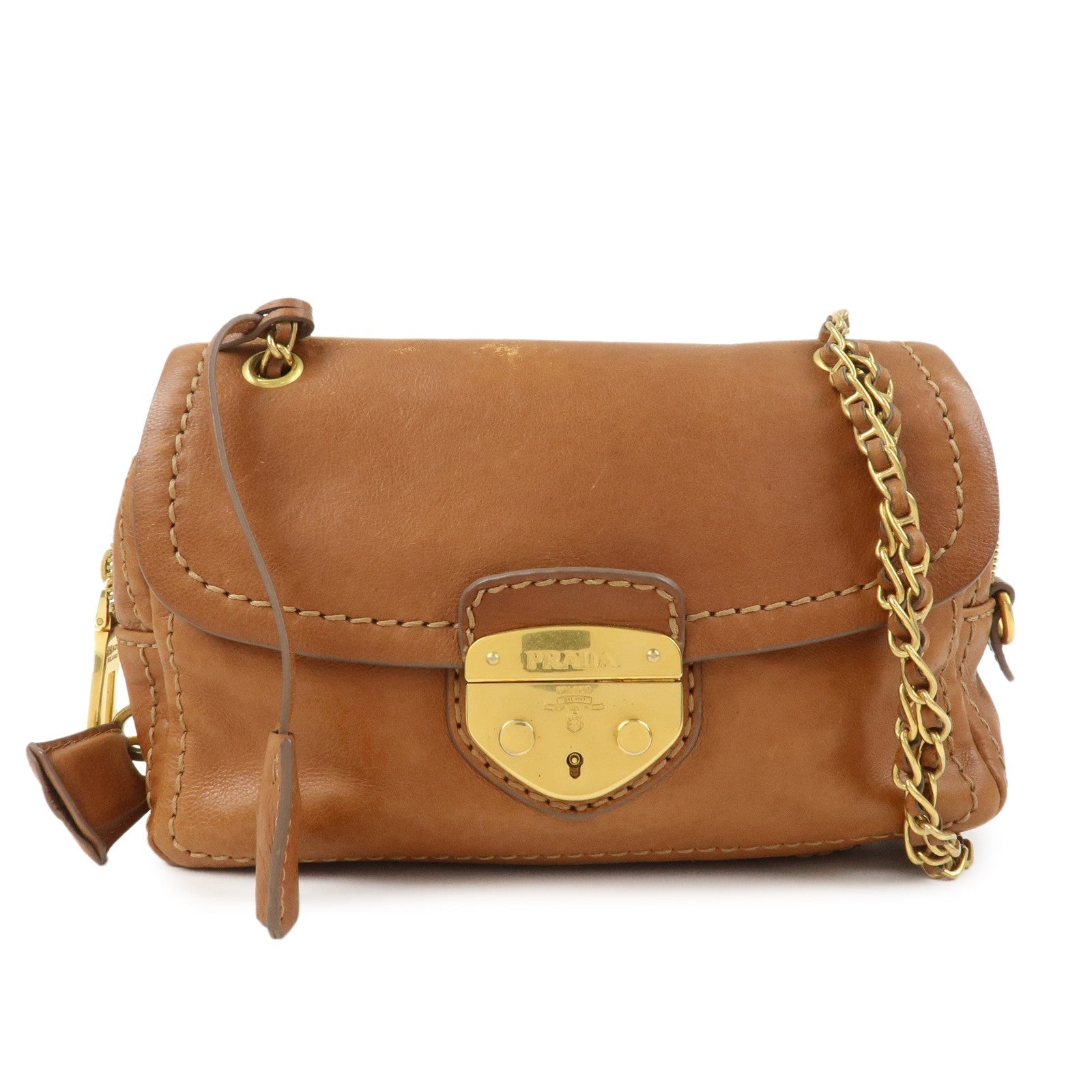 Crossbody Bag Shoulder Bag Camel Leather Chain Logo