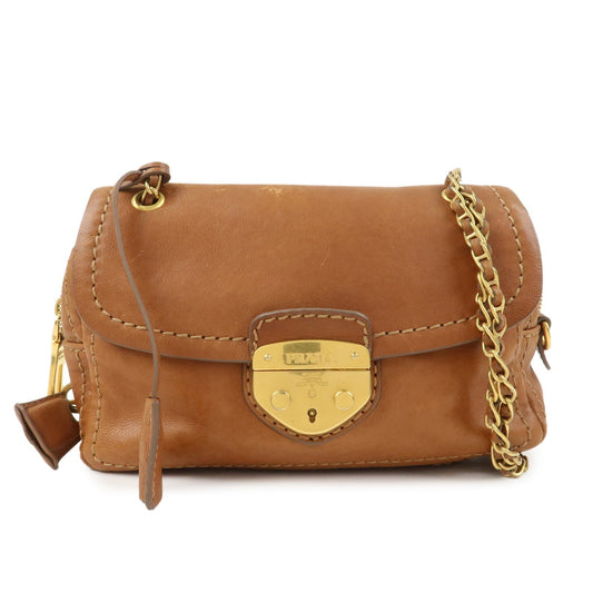 Crossbody Bag Shoulder Bag Camel Leather Chain Logo