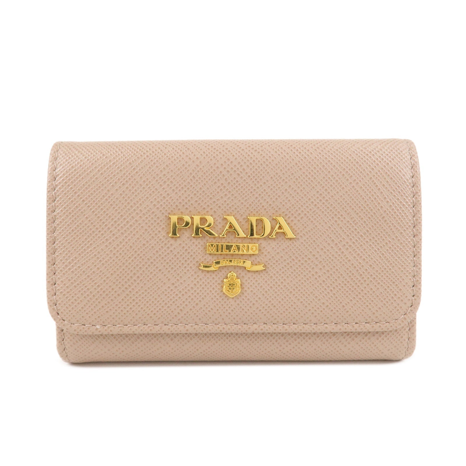 4 Rings Key Case Key Holder d Leather Beige Logo Jewelry