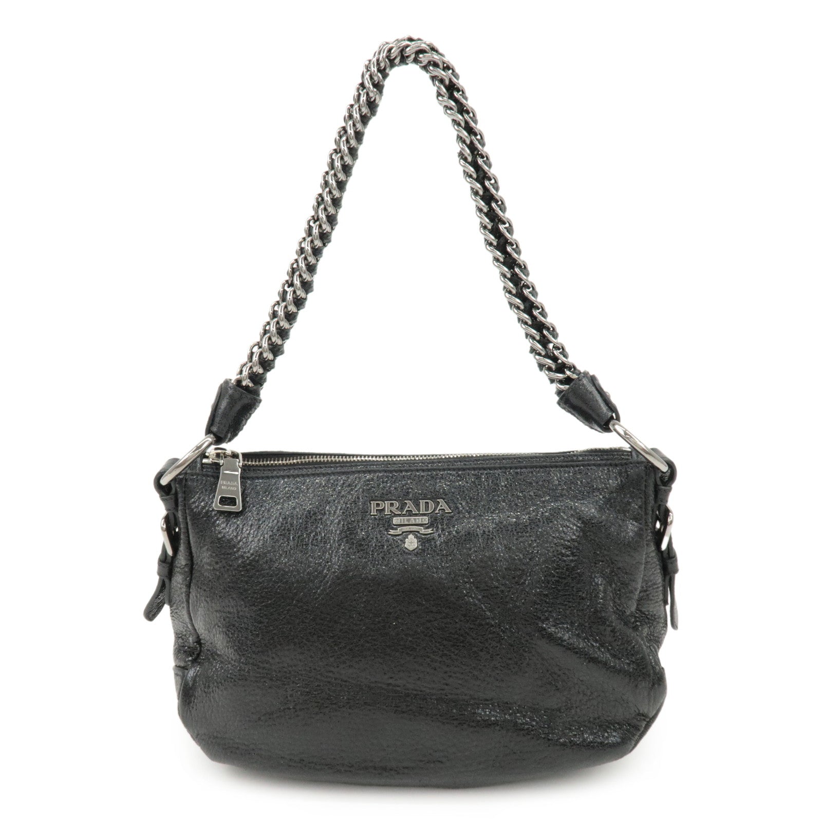 Shoulder Bag Hand Bag d Leather Black Chain