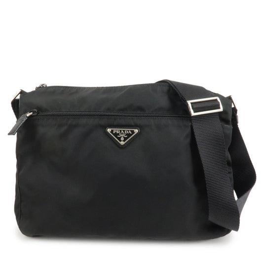 Shoulder Bag Triangle 5 Leather Nylon Black