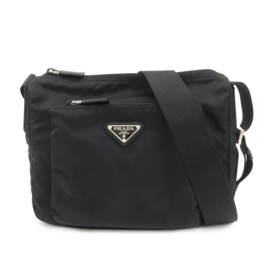 Shoulder Bag Triangle Leather Nylon Saffiano Saffiano Leather Black
