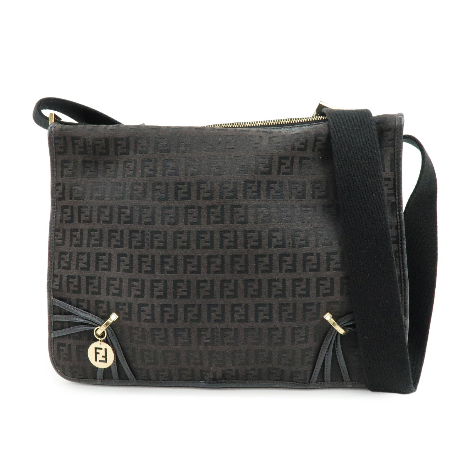 Shoulder Bag Zucchino Dark Leather Canvas Brown