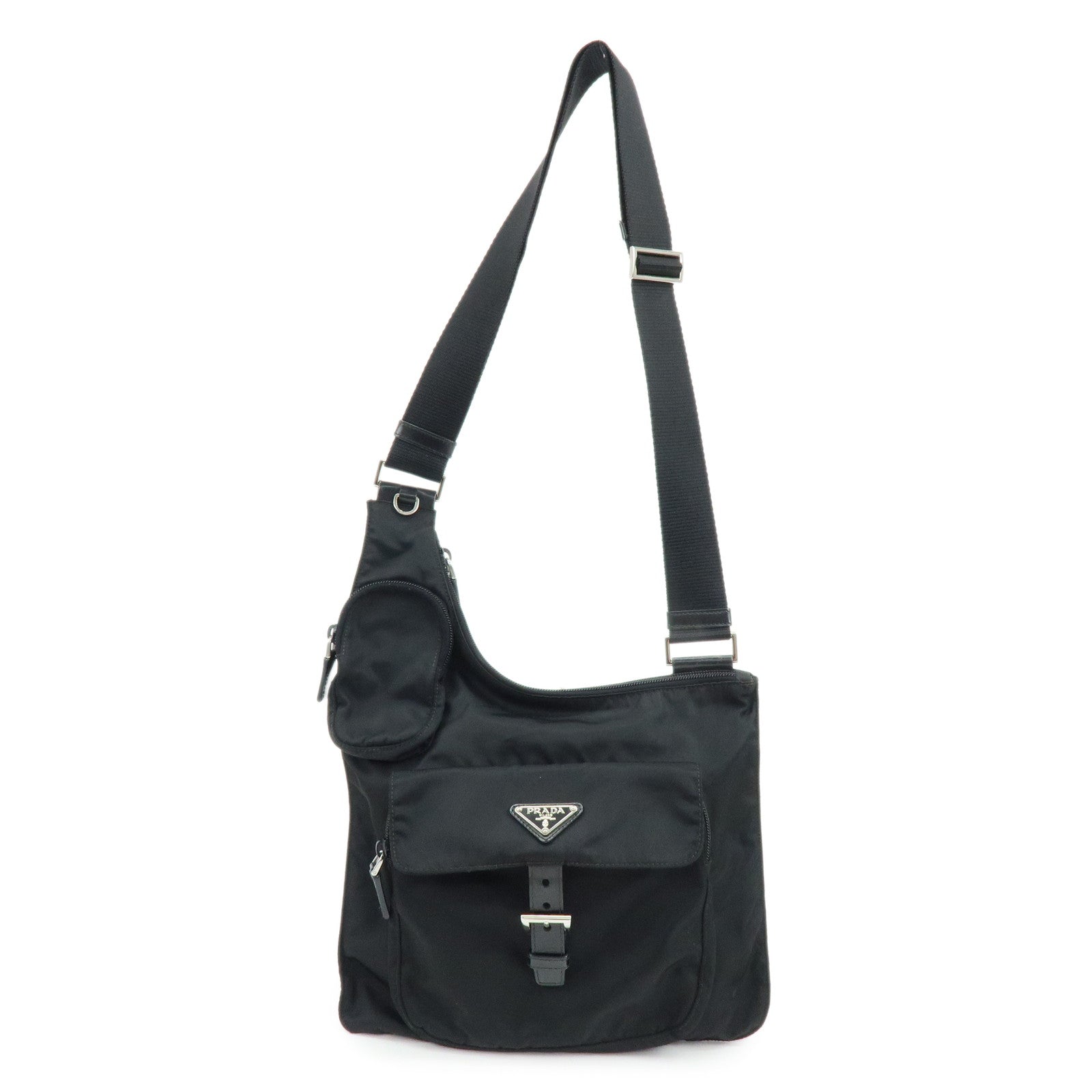 Crossbody Bag Triangle Shoulder Bag 5 Leather Nylon Black