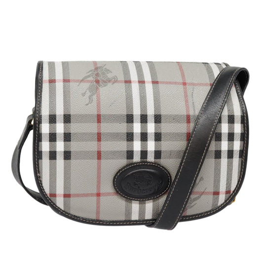 Burberry Nova Check Grey Shoulder Bag Leather Gray