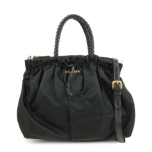 Shoulder Bag 2Way Bag Hand Leather Nylon Black