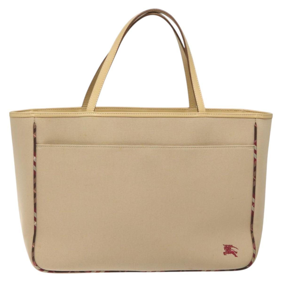 Burberry Label Tote Bag Canvas Beige Blue Tote Bag 5