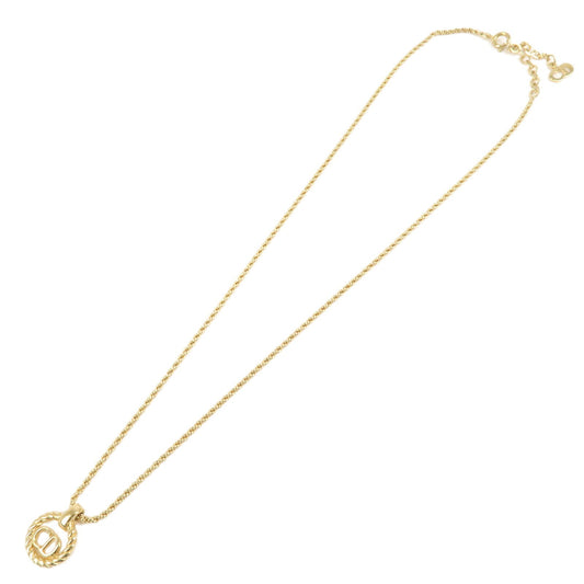Dior Handbag Christian Tone Pendant Necklace Metal Gold Logo Jewelry