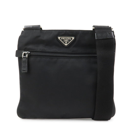 Shoulder Bag Triangle 3 Leather Nylon Black