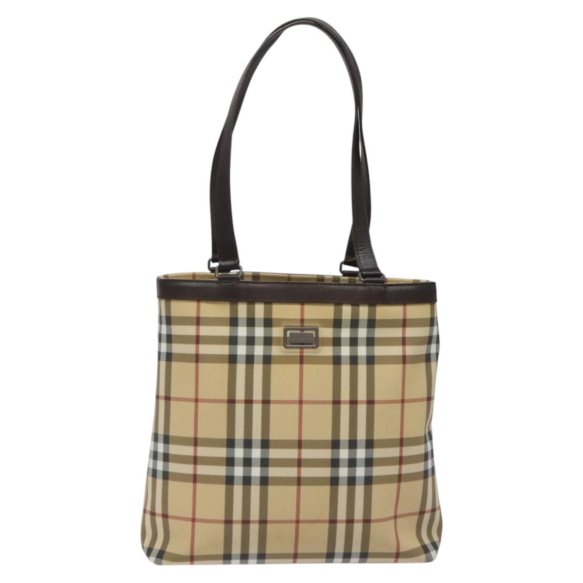 Burberry Nova Check Tote Bag Canvas Beige Tote Bag 134