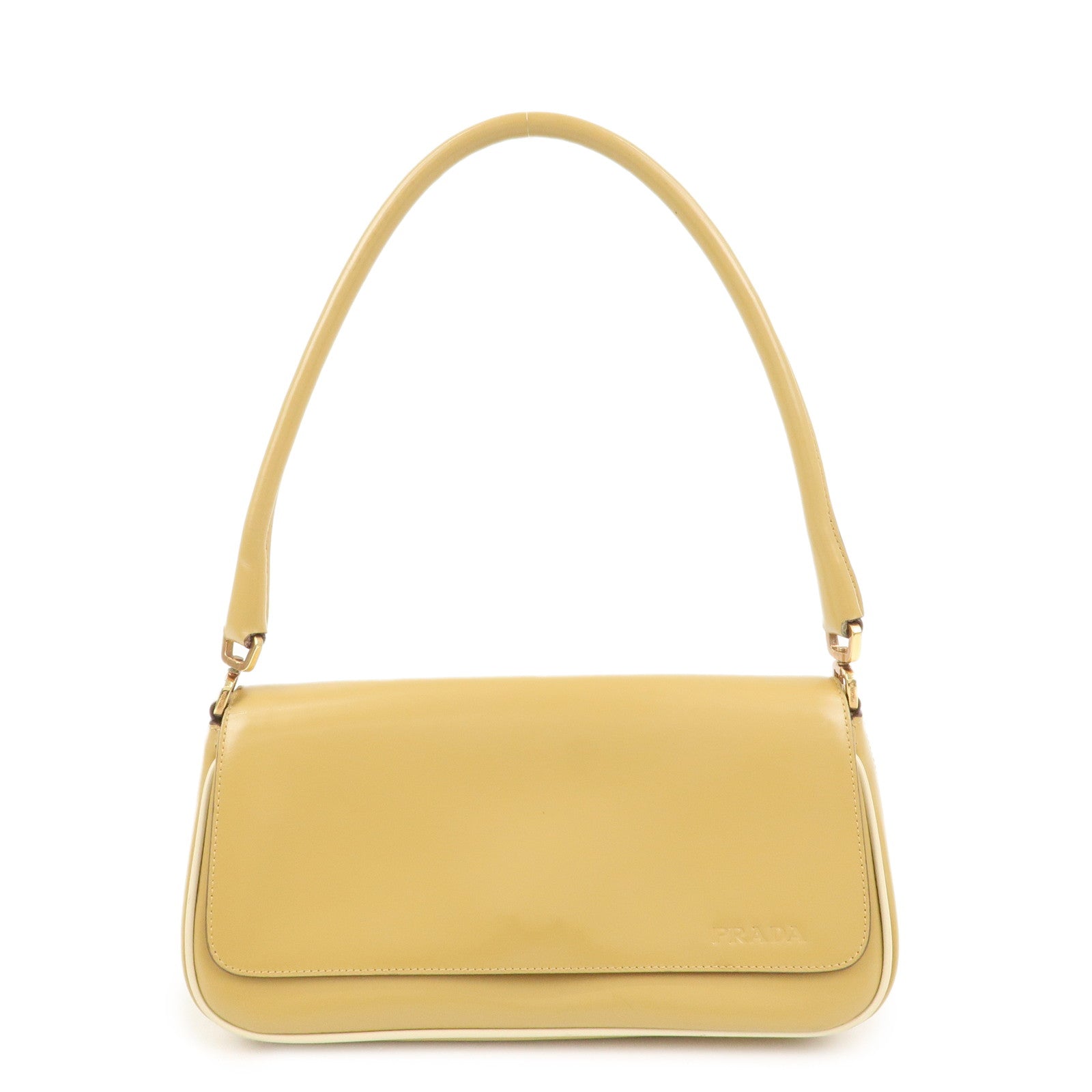 Shoulder Bag Hand Bag Leather Beige Logo