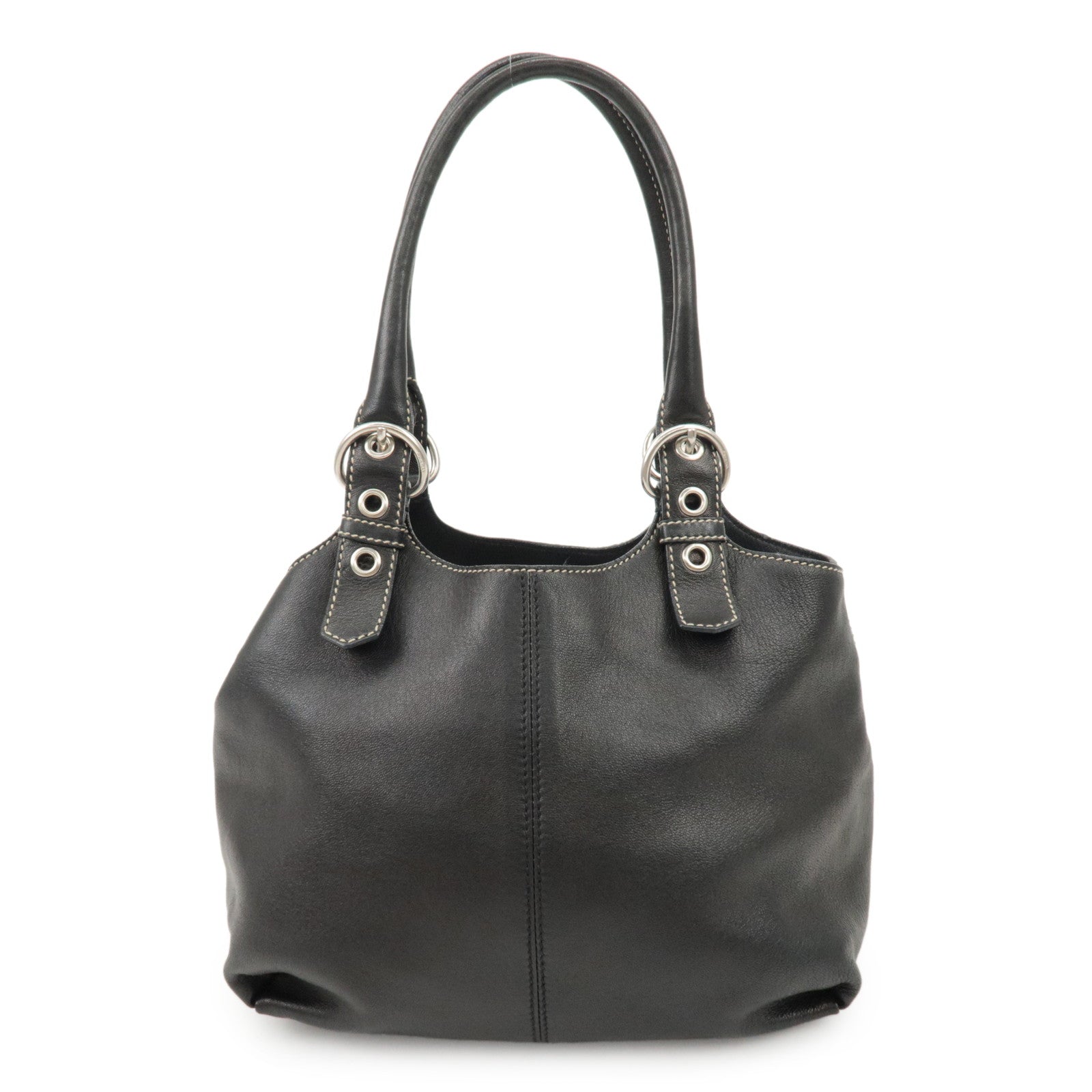 Tote Bag Triangle Hand Bag d Leather Black Logo
