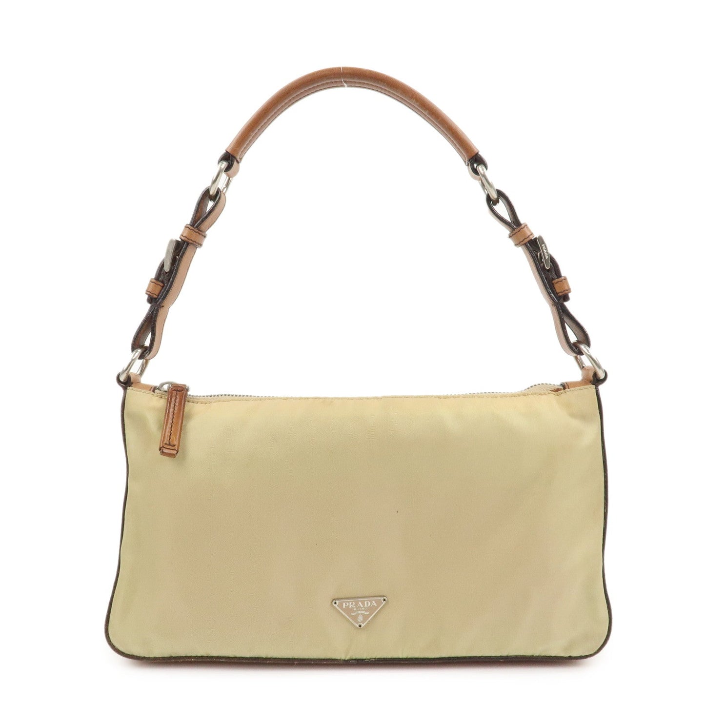 Shoulder Bag Triangle Nylon Brown Logo