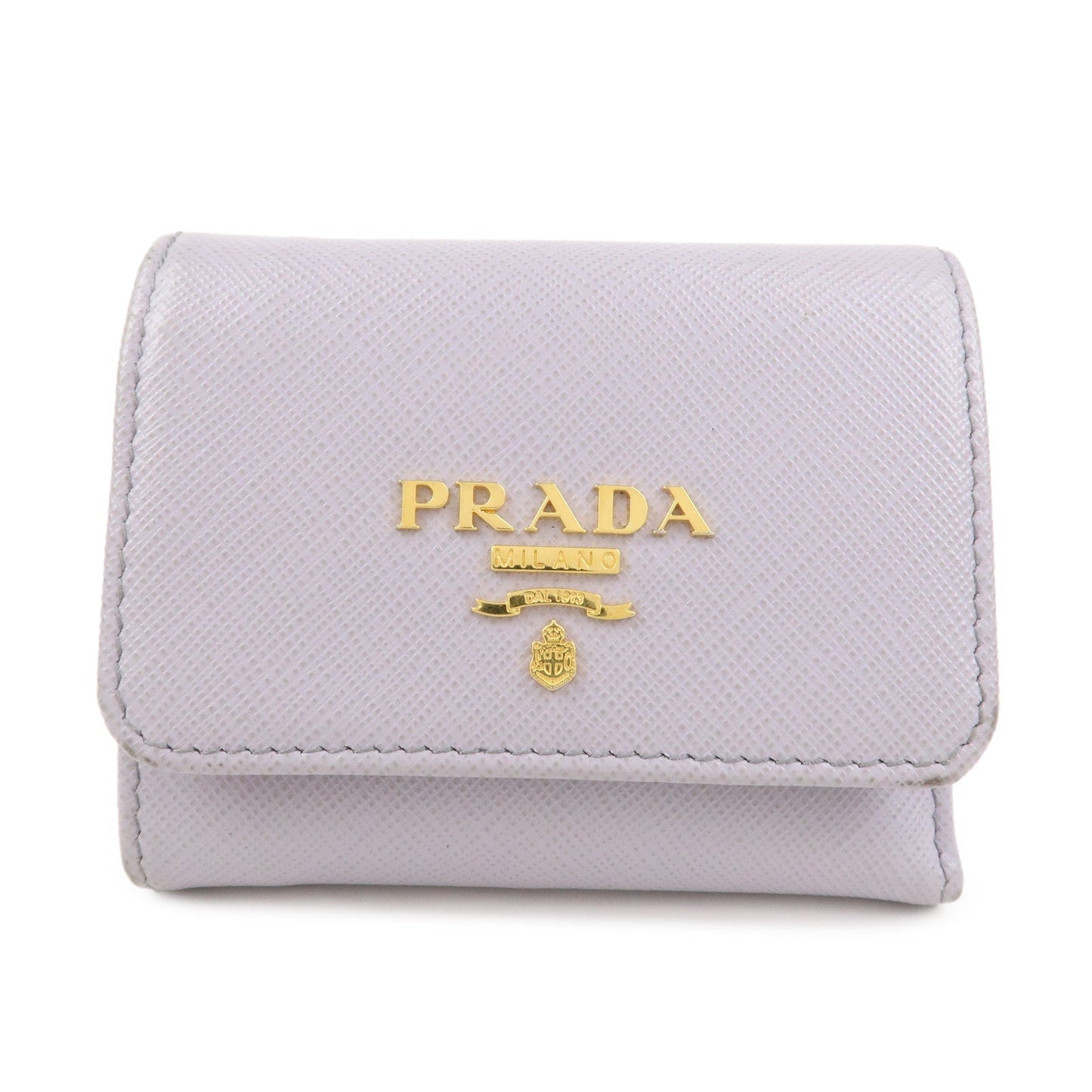 Tri-fold Compact Wallet Light Leather Saffiano Purple Handbag